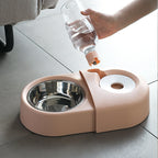 Dogs Cats Bowl and Drinking Fountains with Automatic Water Outlet Anti-overturning Feeders Plastic Feeding Bowl Pet Accessories