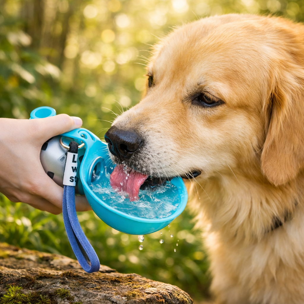 Portable Collapsible Pet Water Bottle with Hook